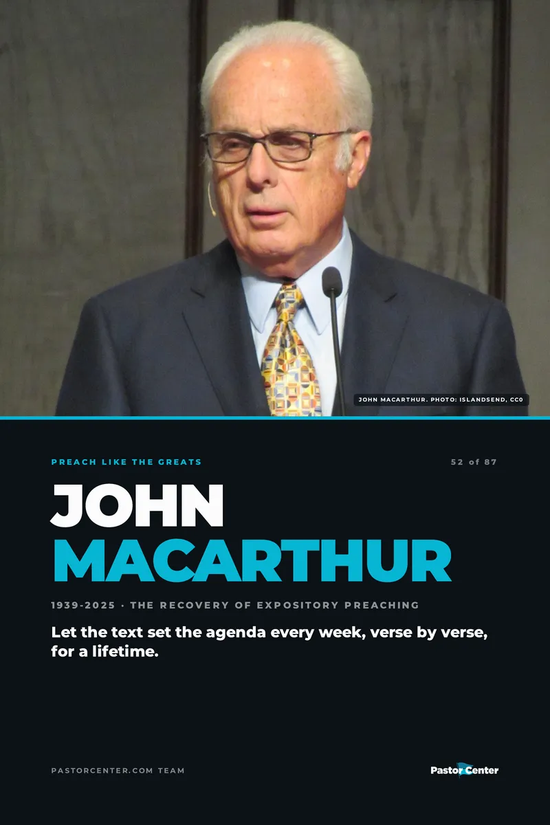 Preach Like John MacArthur — Let the text set the agenda every week, verse by verse, for a lifetime.. A free guide from Pastor Center.