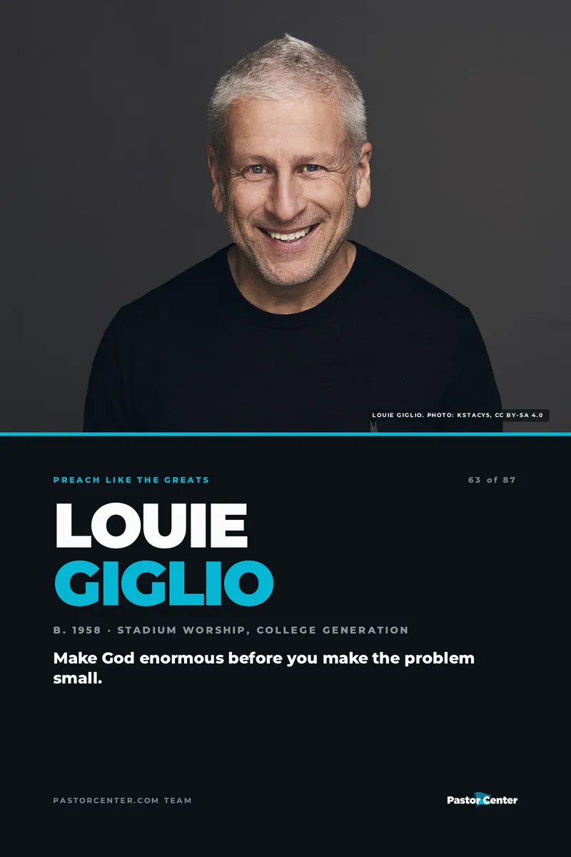 Preach Like Louie Giglio — Make God enormous before you make the problem small.. A free guide from Pastor Center.